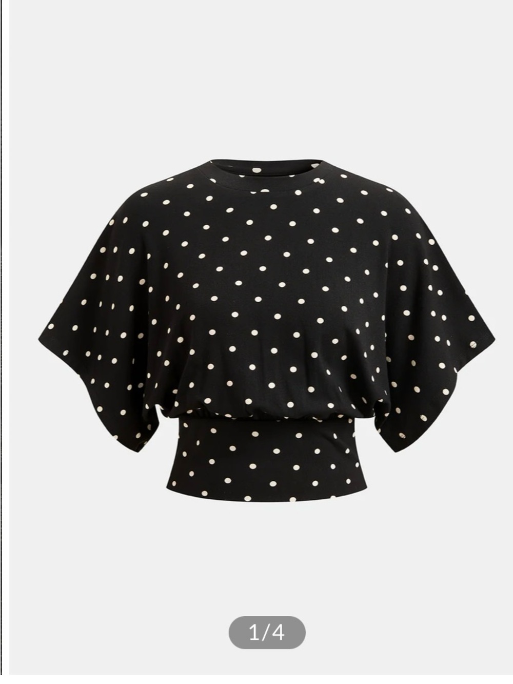 Commence Polka Dot Short Sleeve Batwing Blouse - Black/White
Size M